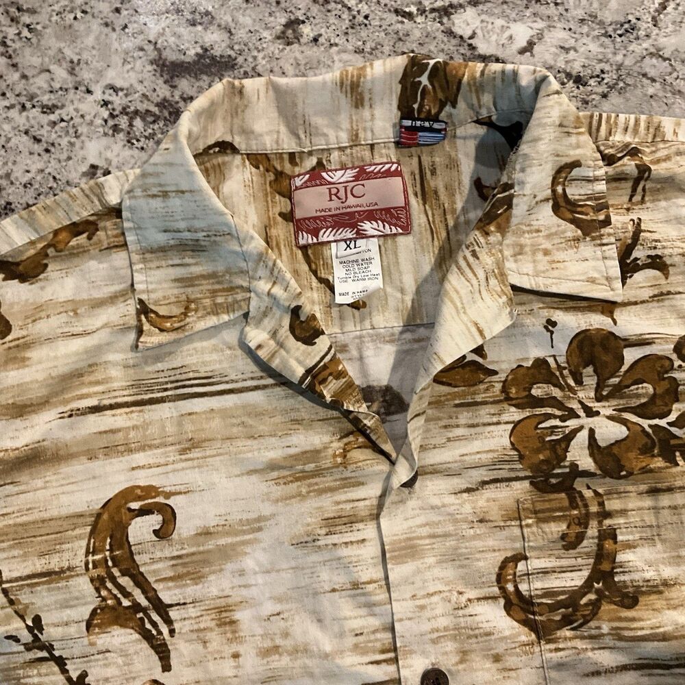 RJC Shirt Mens XL Tropical Hawaiian Short Sleeve Button Front Camp Aloha Tiki